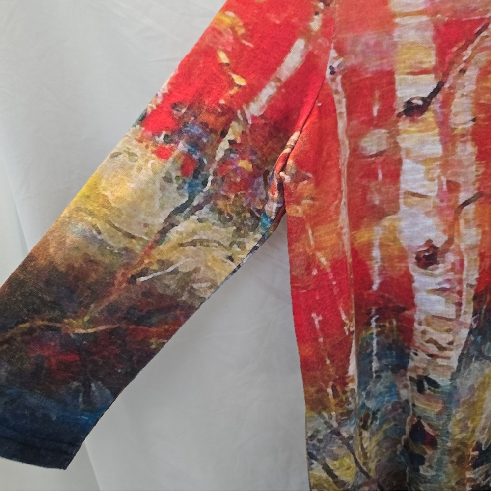 FDJ French Dressing Abstract Wearable Art Autumn Birch Tree Forest Shirt Sz S - Picture 4 of 12